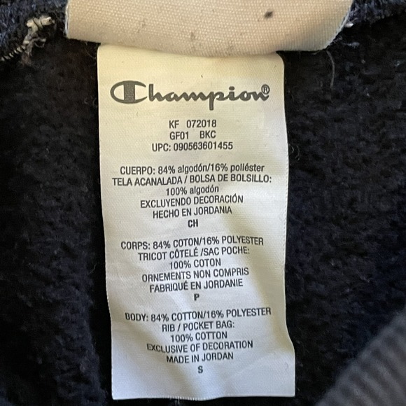 Champion Sweatpants Mens Small Reverse Weave Joggers Black Spellout Logo P1 - Picture 5 of 11